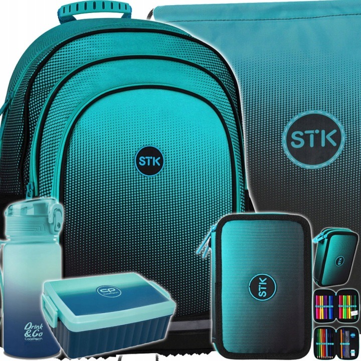 Starpak Gradient Ocean školský set 5v1 – batoh, peračník, taška na topánky, fľaša a box na desiatu