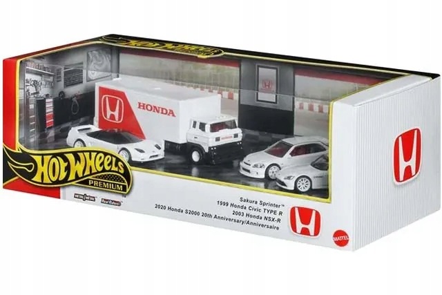 Hot Wheels Premium Dioráma Honda JBM08 sada 4 áut – Sakura Sprinter, Civic Type-R, NSX-R, S2000