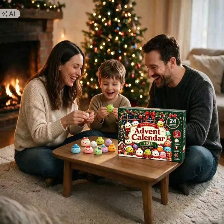 Goaduoynt adventný kalendár 2026 s 24 figúrkami Squishy