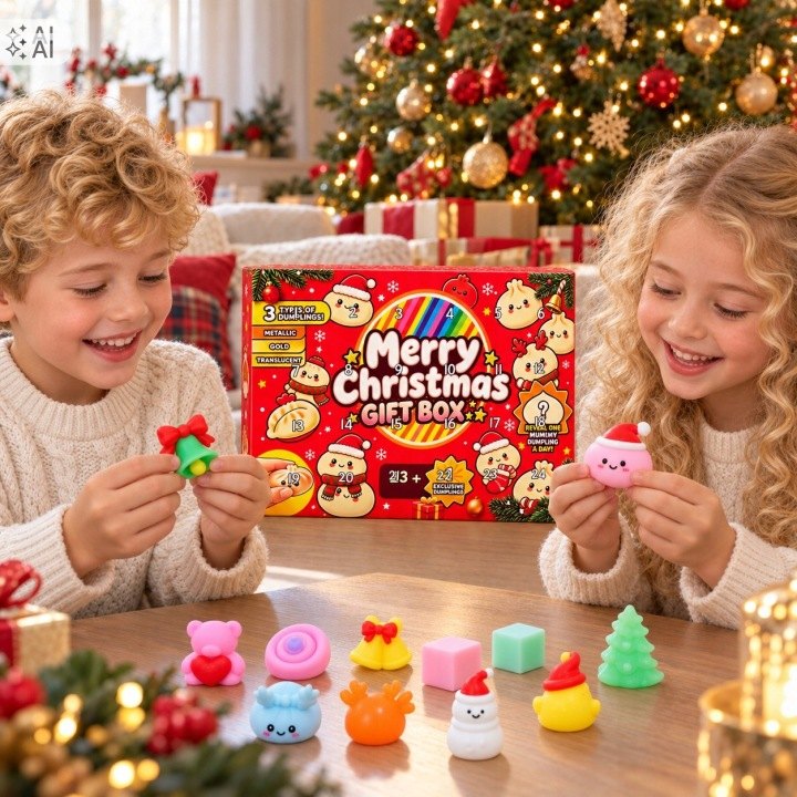 Adventný kalendár Squishy s 24 antistresovými hračkami