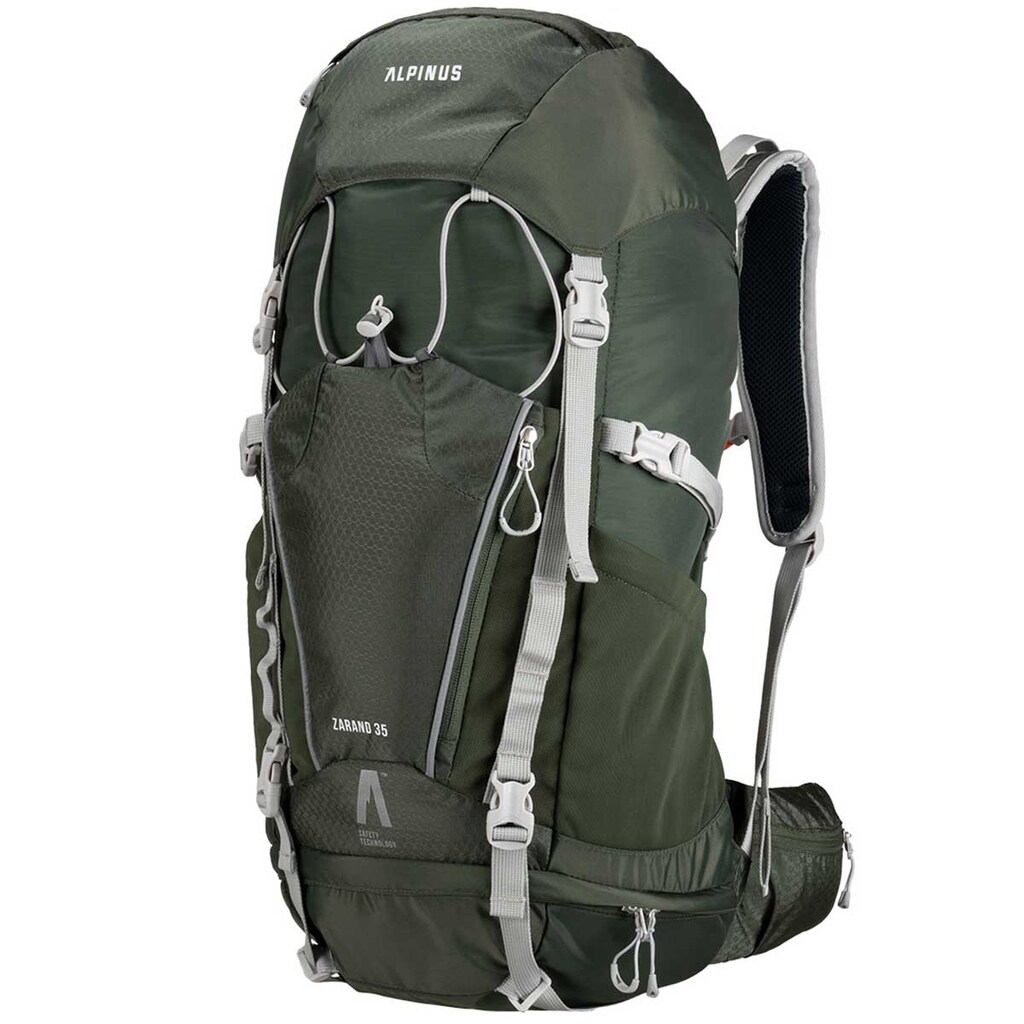 Odolný batoh Alpinus Zarand II 35 l v olivovej farbe s ADS systémom