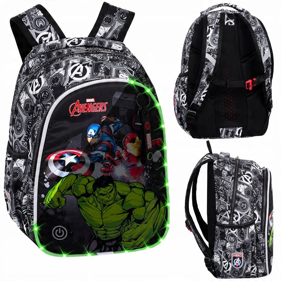 Školský batoh Coolpack Jimmy LED Avengers 18L so svietiacimi pásmi
