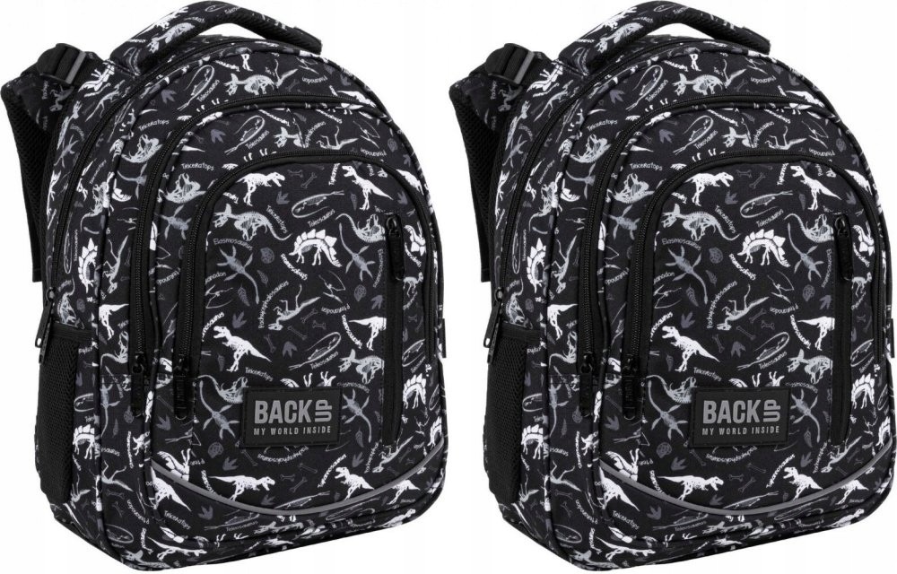 Dětský batoh s motivem dinosaurů a fosílií Back Up R 114, černý