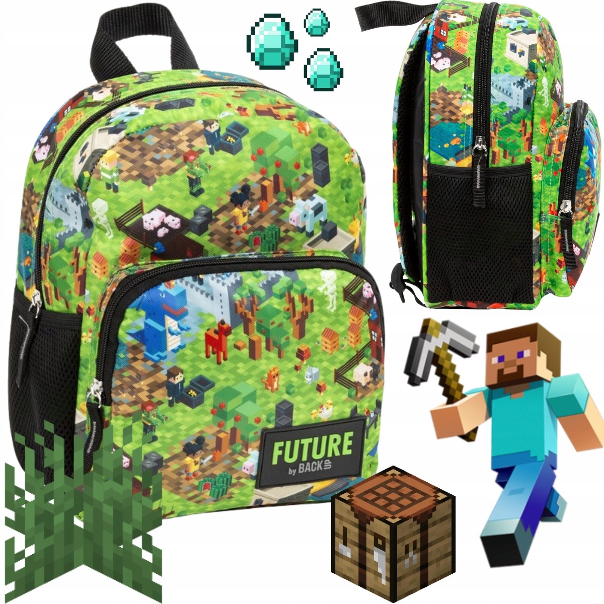 Minecraft viackomorový školský batoh Minecraft pre dievča/chlapca, 10 rokov