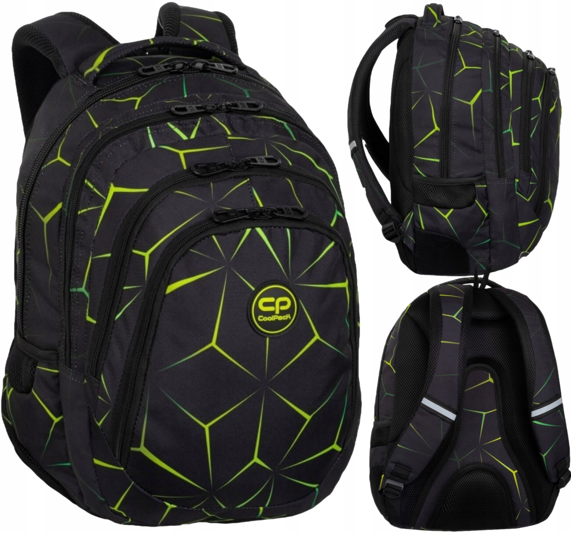 CoolPack viackomorový školský batoh, čierny, Odtiene zelenej, Viacfarebný, 28 rokov