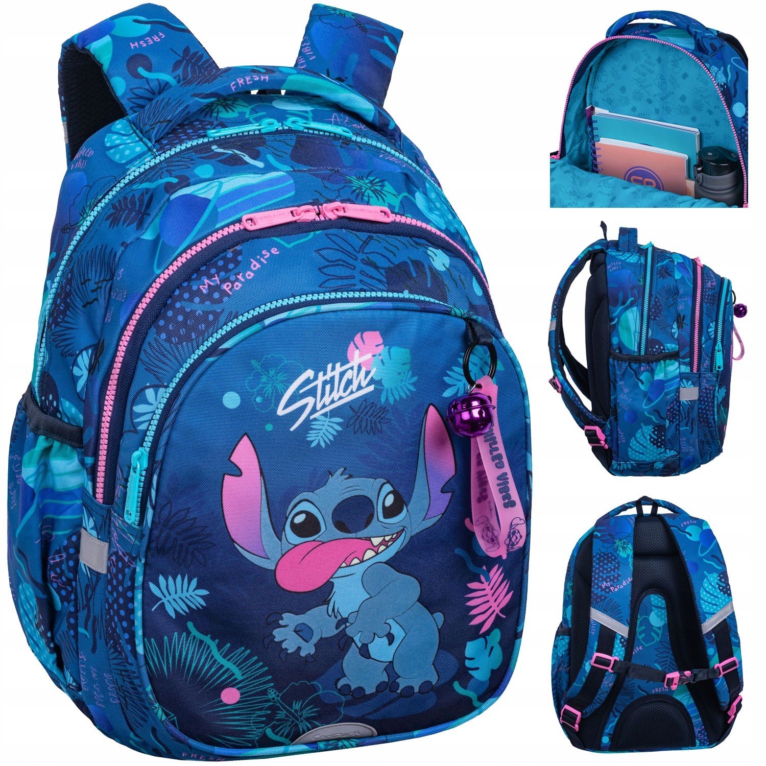 Školský batoh STITCH pre prvý stupeň s mnohými priehradkami