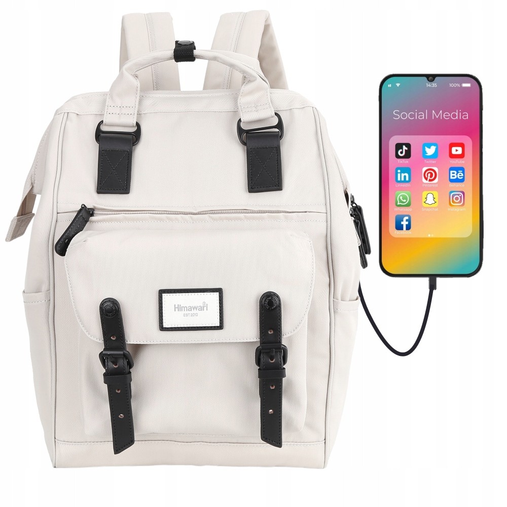 Elegantný dámsky batoh Himawari pre školu a cestovanie s USB a oddelením na laptop