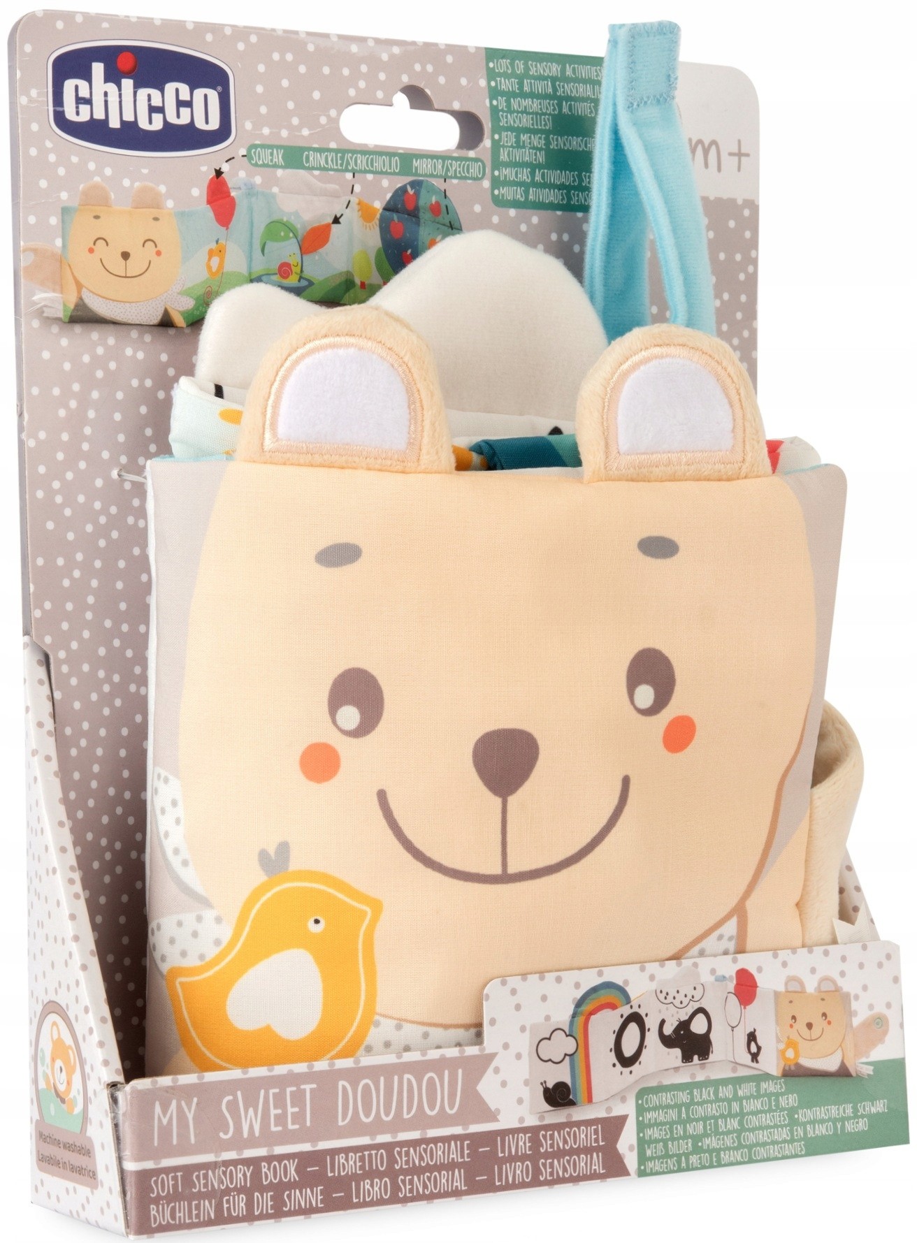 CHICCO Moja sladká DouDou hračka kontrastná kniha 3v1 00012162000000