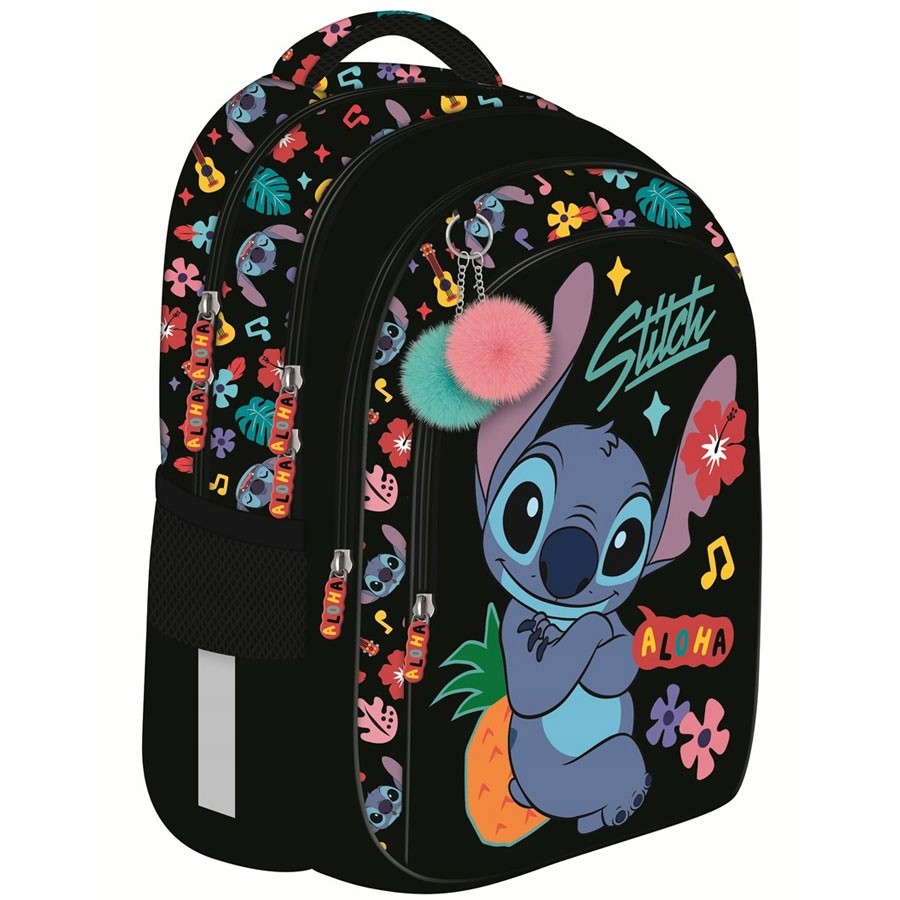 Školský batoh St.Right BPL58 STITCH BLACK ALOHA s 4 priehradkami