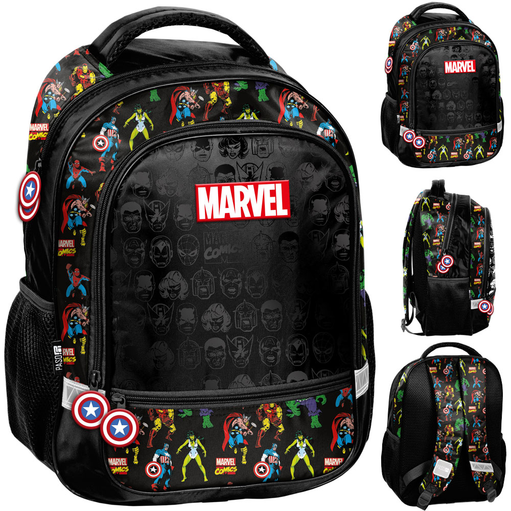 Avengers Paso viackomorový školský batoh čierny, Odtiene červenej, Odtiene modrej, Odtiene zelenej, Viacfarebné 19 l