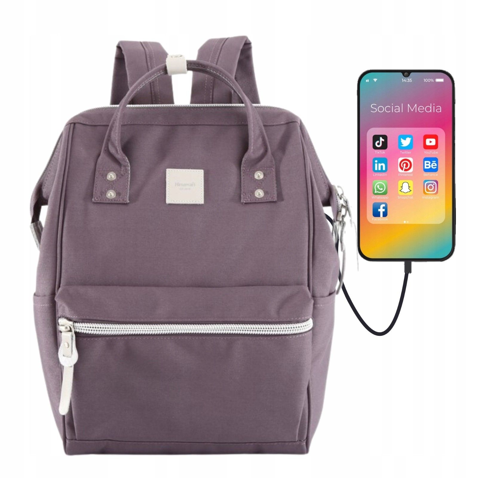 Moderný Himawari® mestský batoh na laptop s USB pripojením
