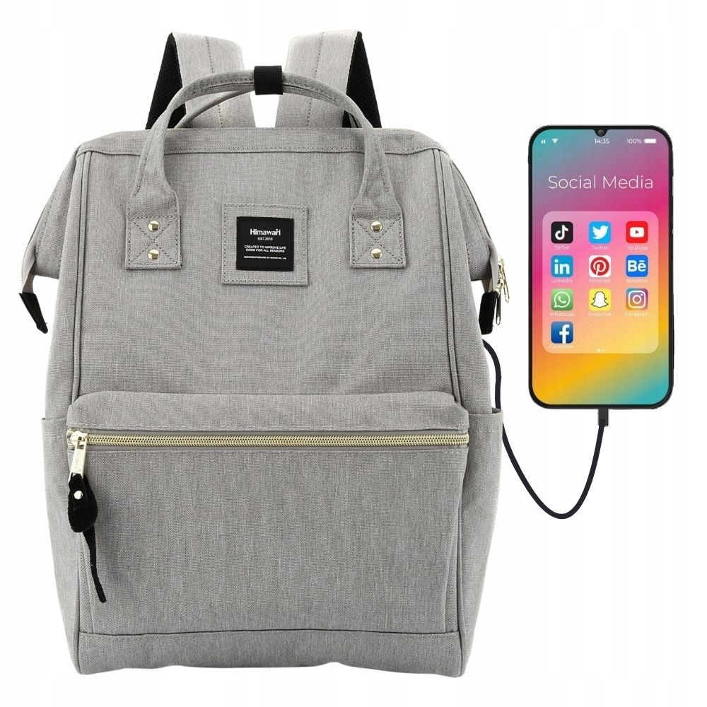Dámsky mestský batoh Himawari® na laptop s USB, vodeodolný a štýlový