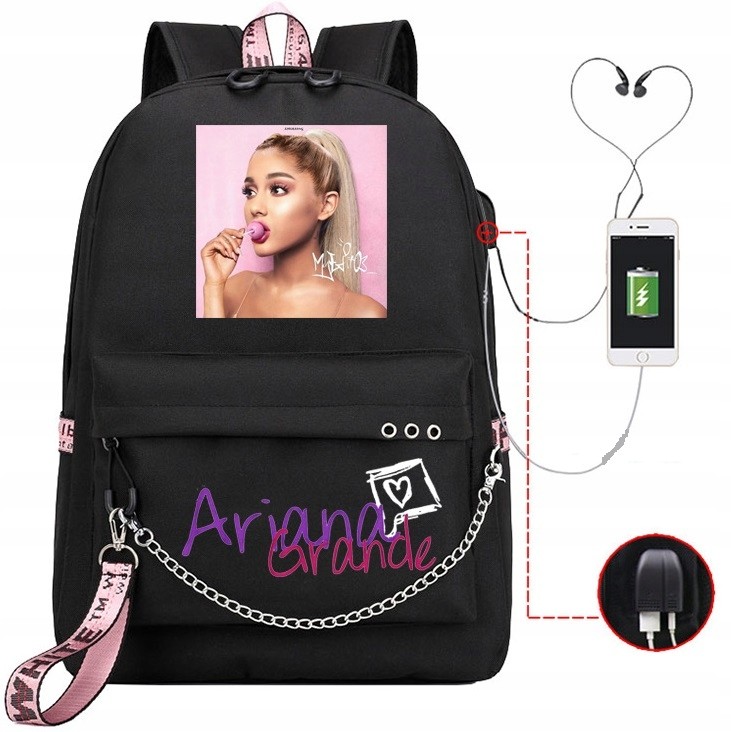 Školský batoh - Ariana grande batohové farby veľké vzory A4 USB