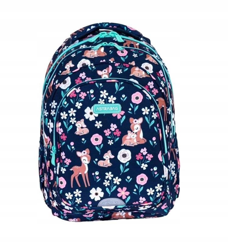 Školský batoh Astrabag Baby Deer s viacerými priehradkami a odblaskovými prvkami