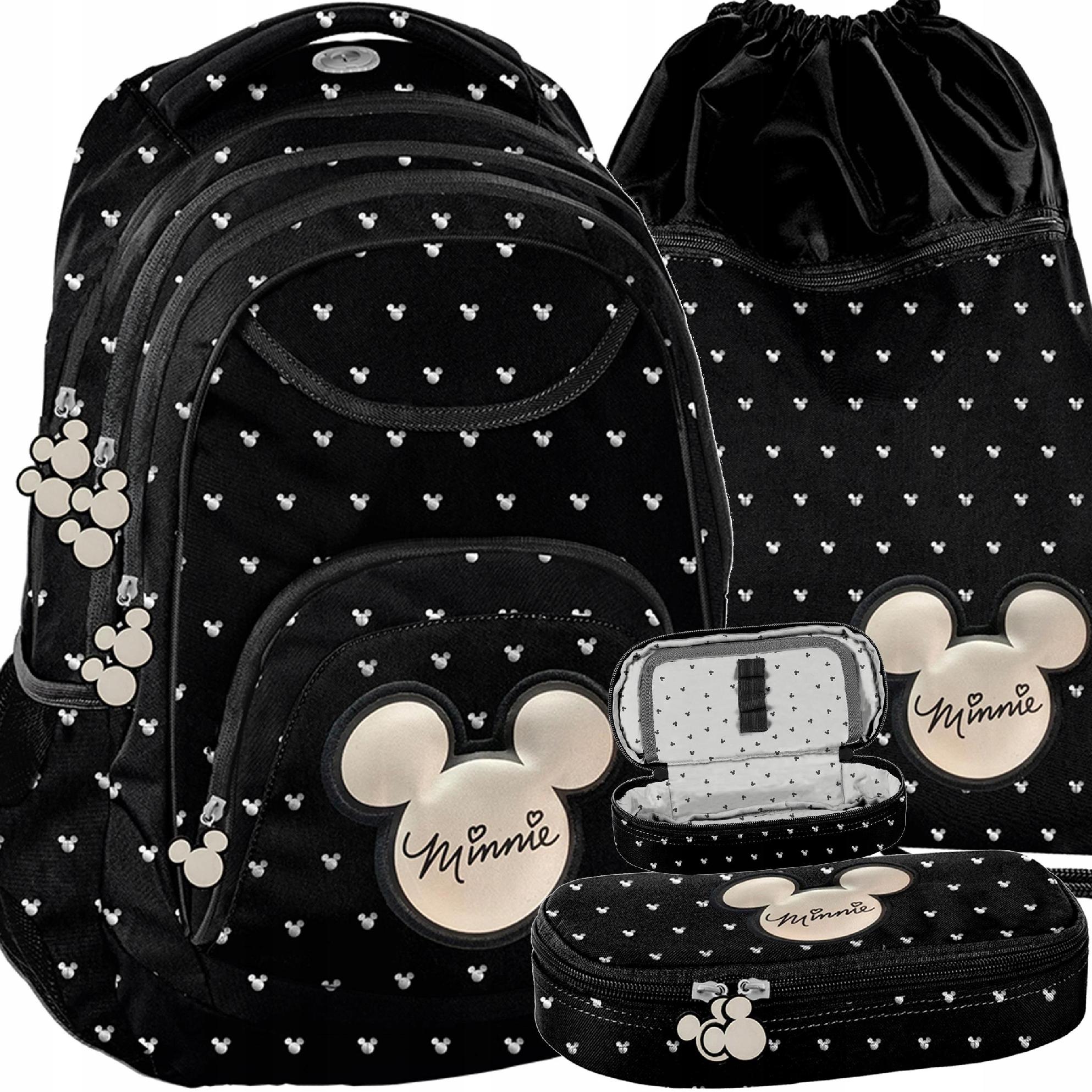 Školský batoh - Čierna mládežnícka škola batohová škola Minnie Mouse