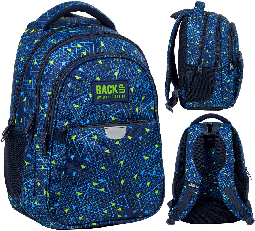 Školský batoh - Zálohovanie školského batohu 3 Derform Back P44 trojuholníky