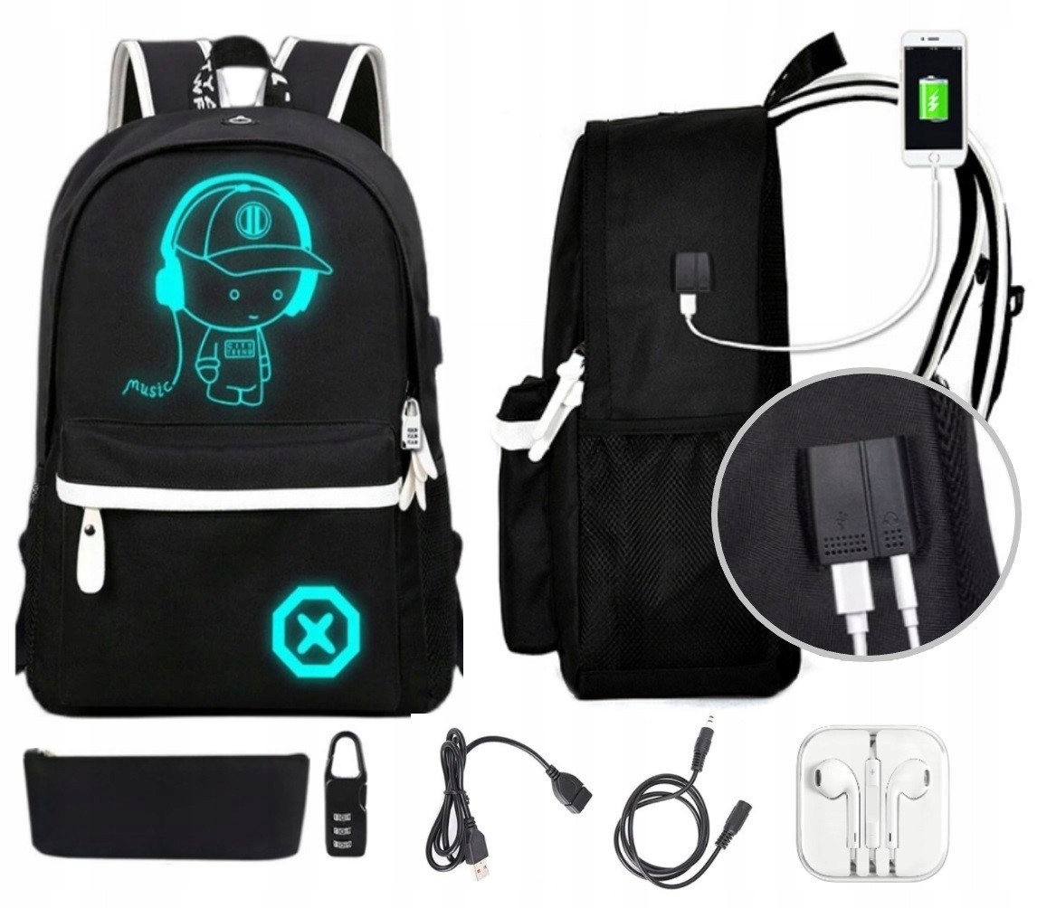 USB reflexný hudobný batoh