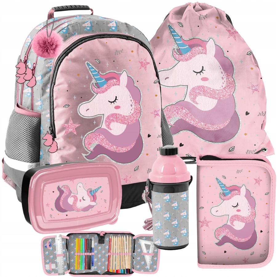 Školský batoh - Paso Unicorn School Backpack sada 5 prvkov