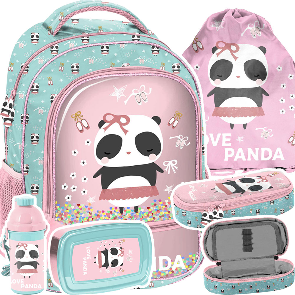 Školský batoh - Školská taška na batoh pre školské batoh pre dievčatko Panda 5el
