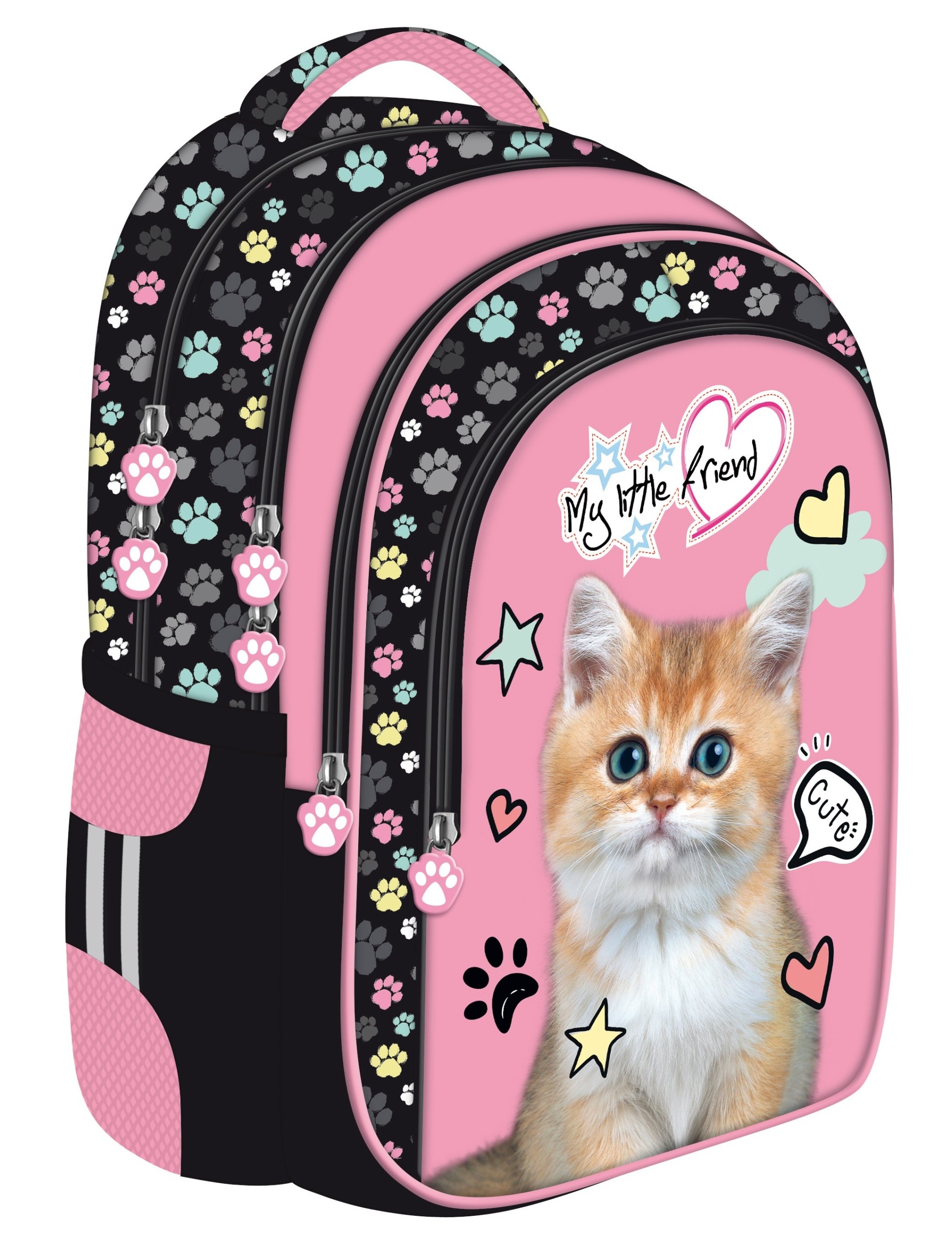Školský batoh - Batohský batoh - 4 komory - Pink Cat - Bambino