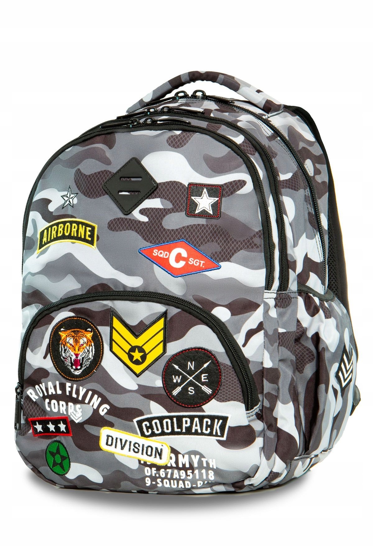 Školský batoh - Coolpack Bentley School Backpack, Camo Black Badge