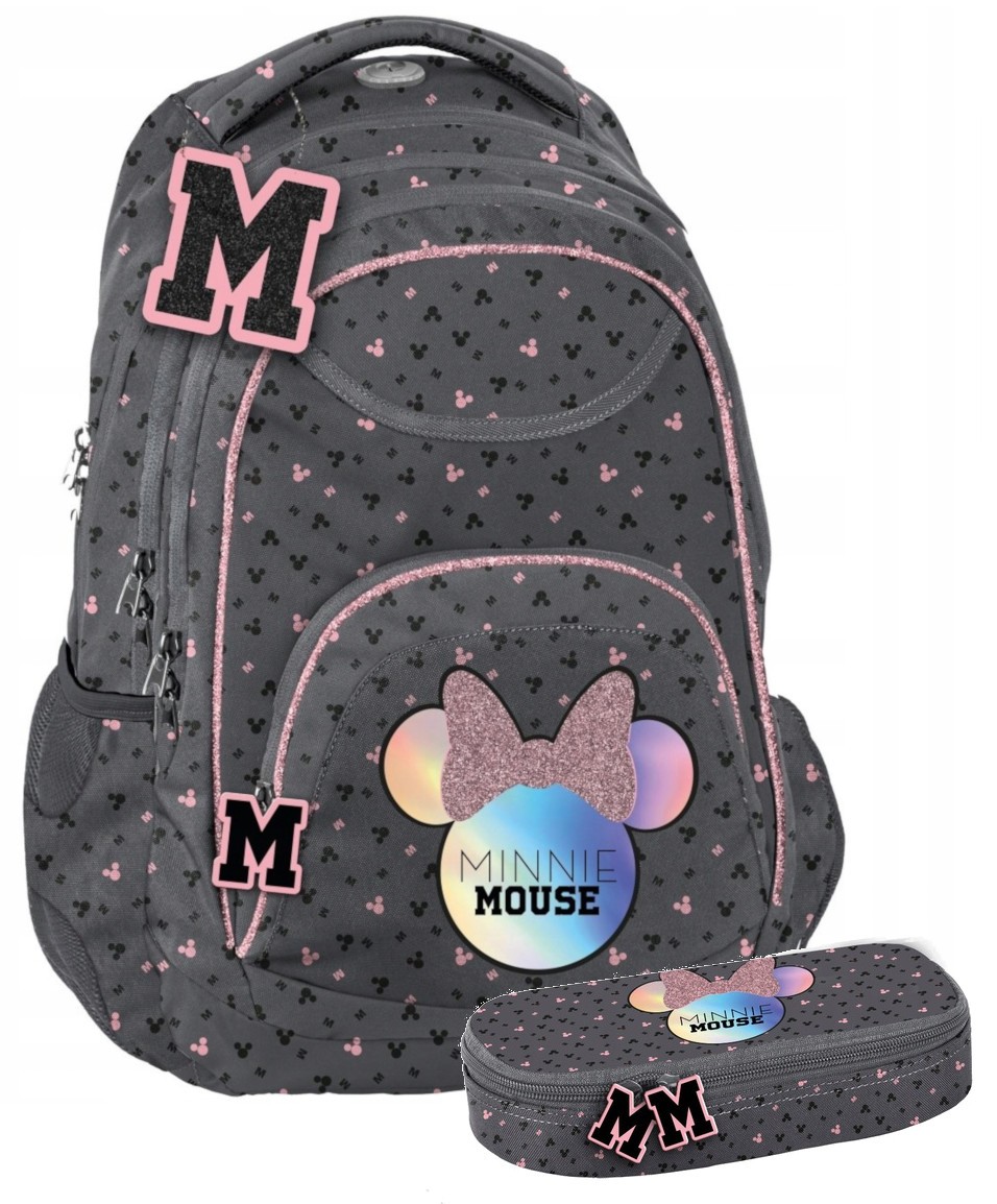 Školský batoh - Školská batohová myš Minnie nastavená na dievča