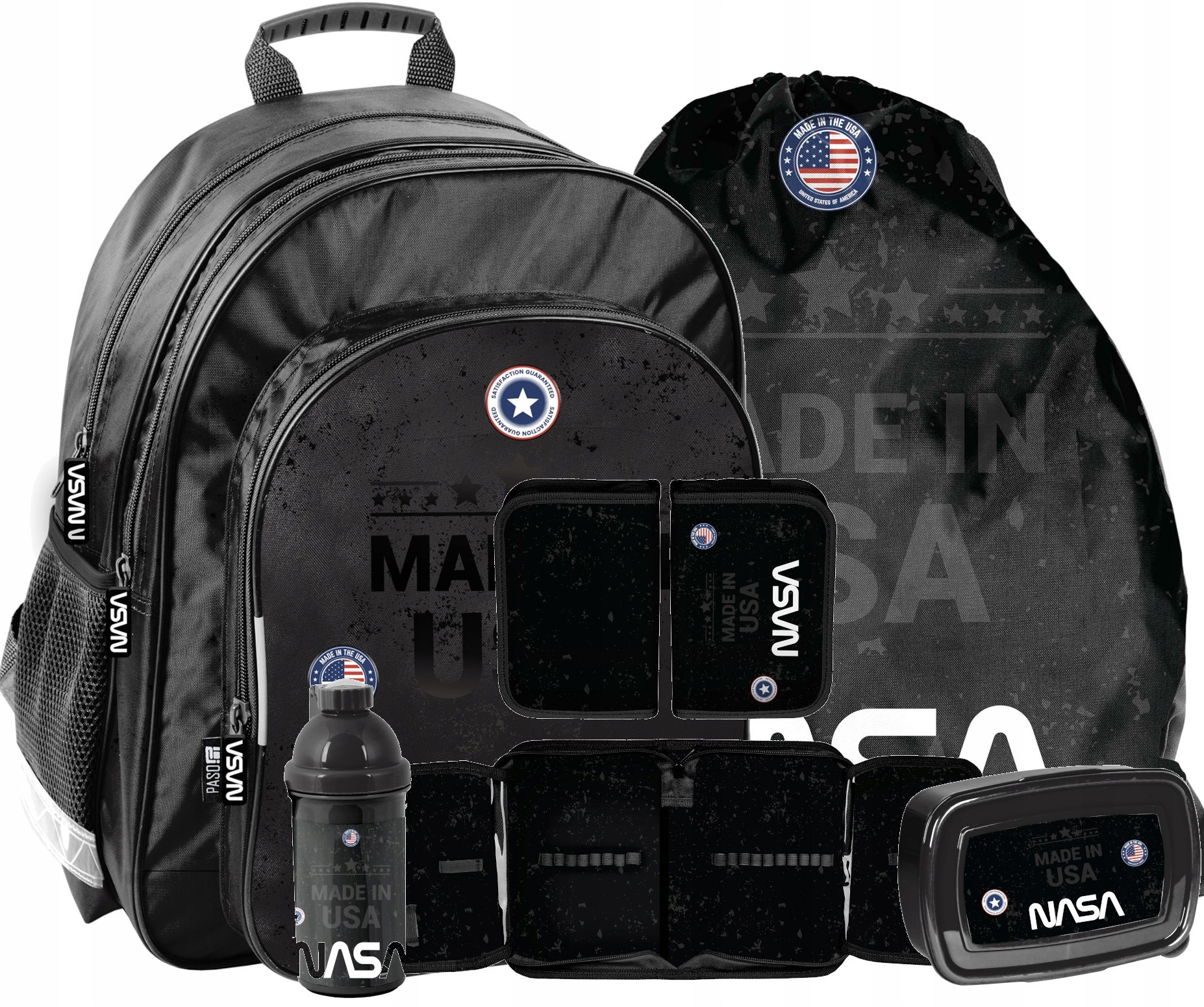 NASA School Backpack Black Set pre chlapca 1-3