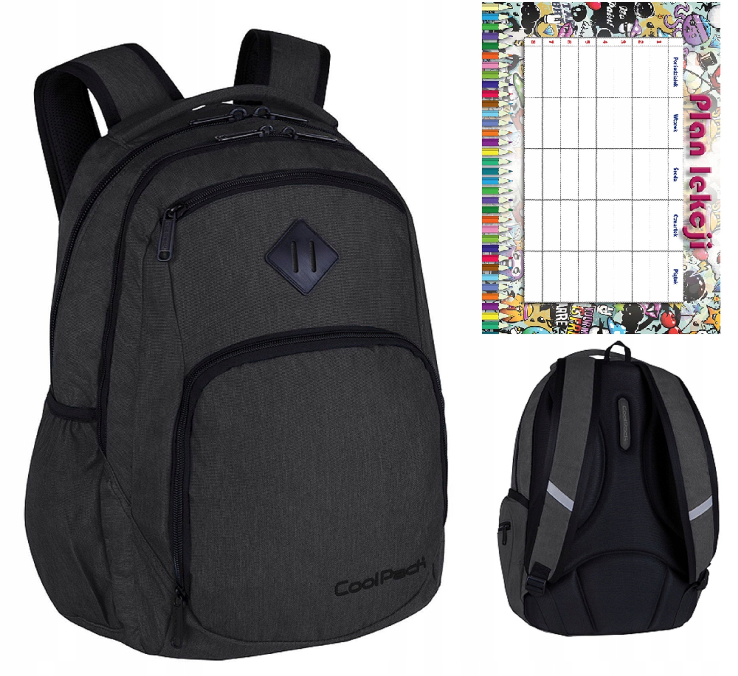 Batohský batoh pre školu Black Coolpack A4 +plán