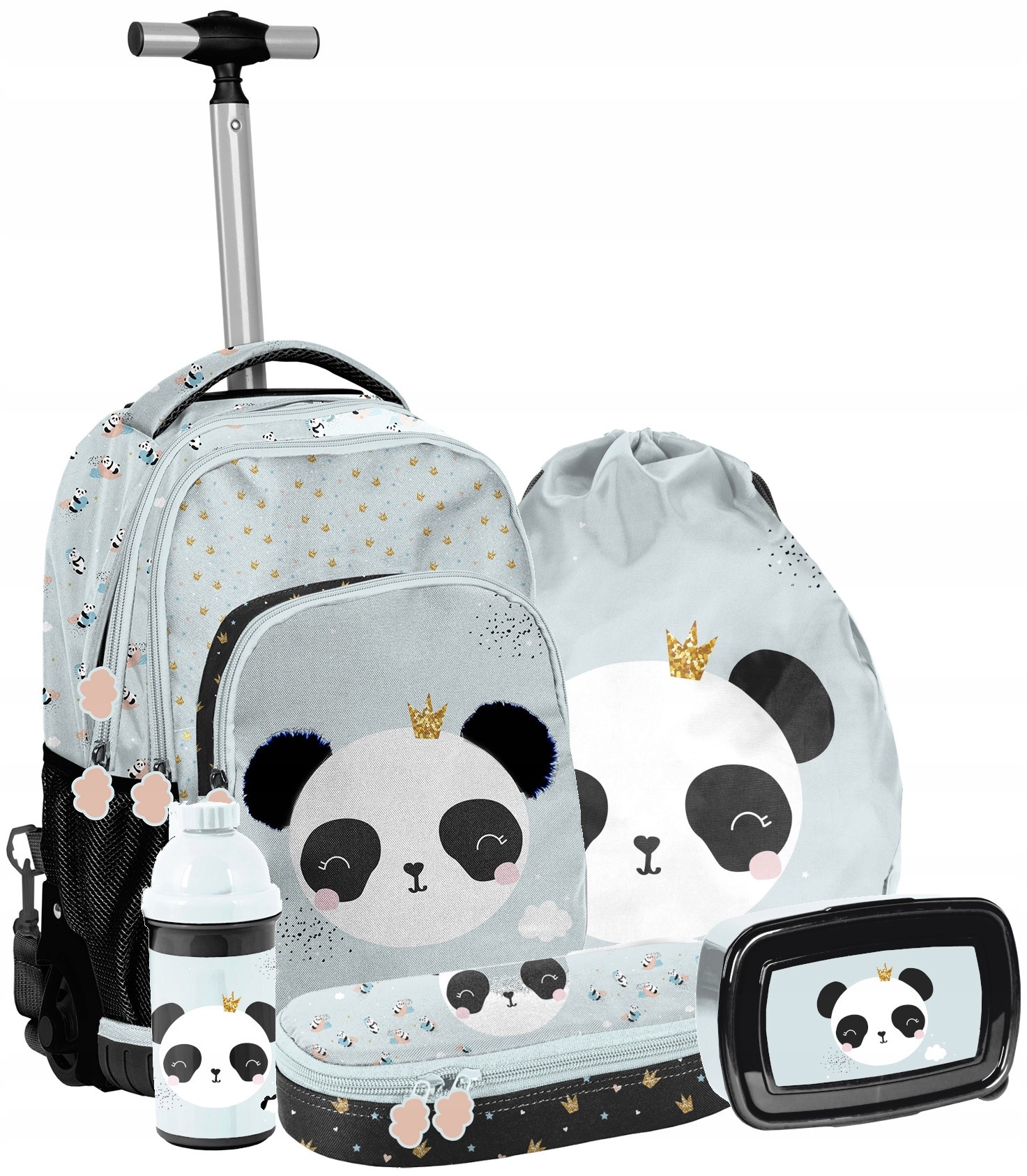 Školský batoh na kolesách Panda pre dievča