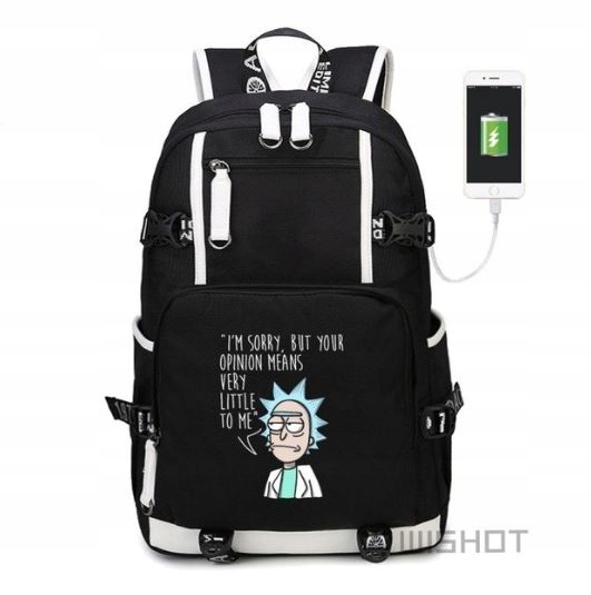 Školský batoh - Batoh Tornister Rick a Morty s USB portom