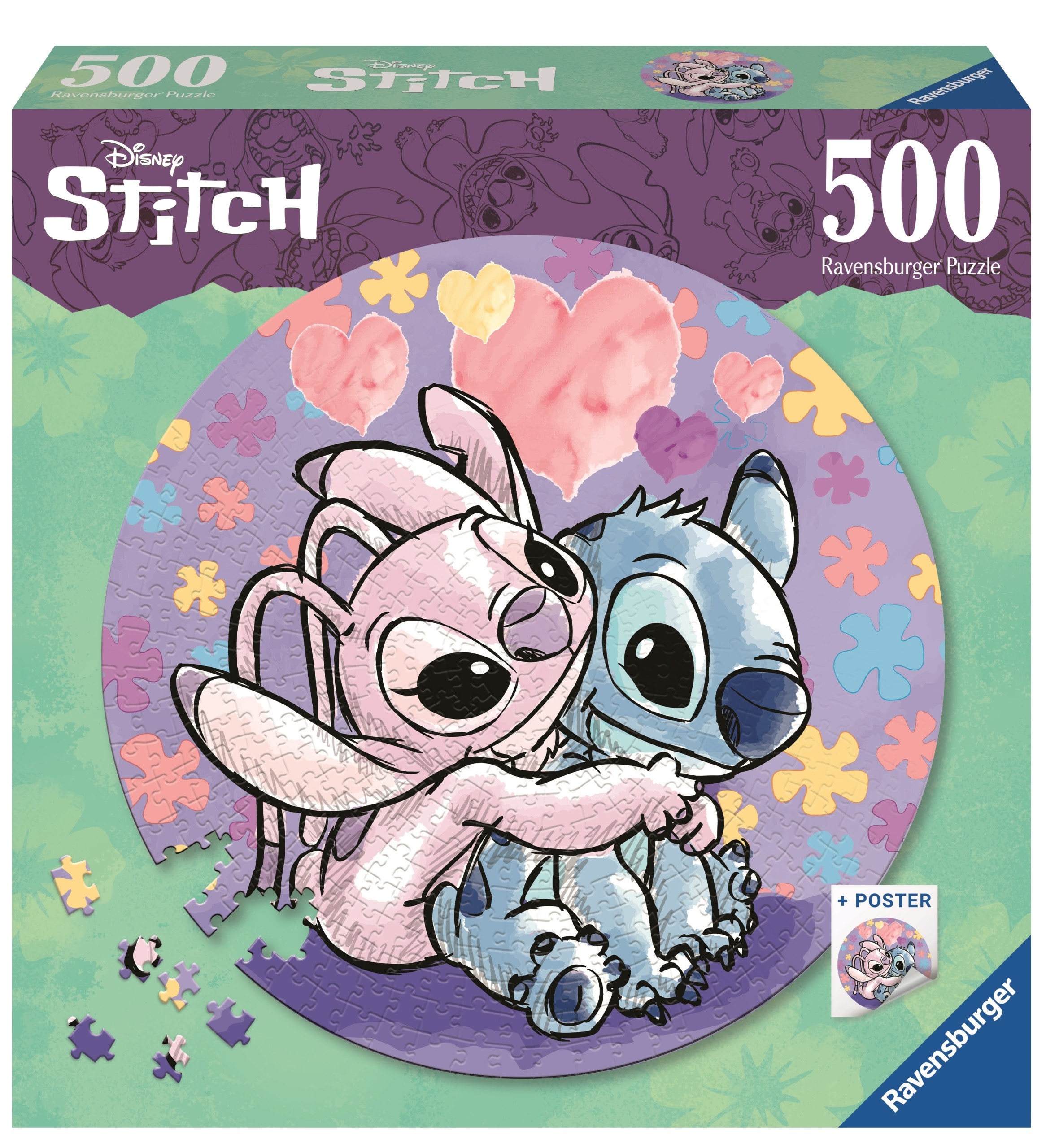 Ravensburger 500-dielne puzzle okrúhle puzzle: Disney: Stitch 500 dielikov