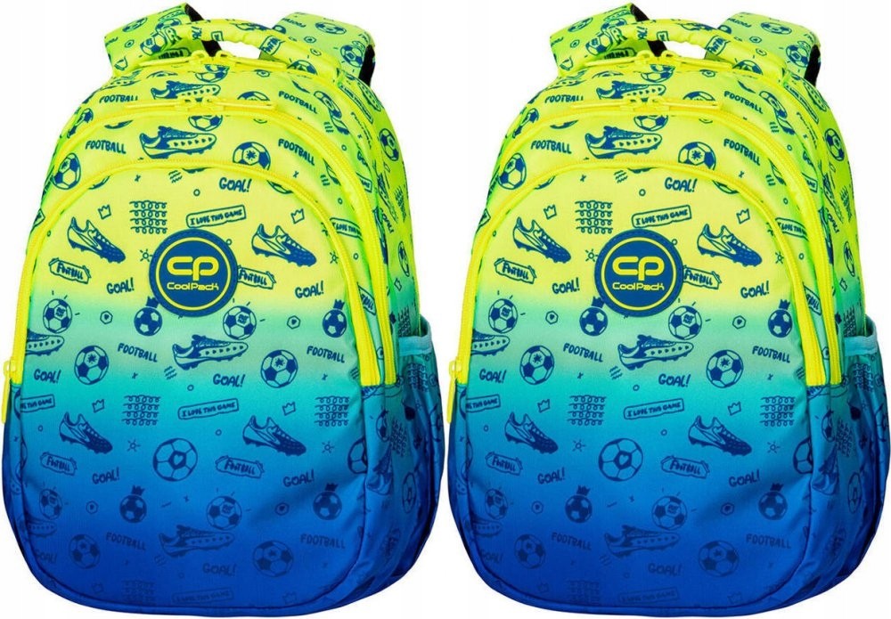 Školský batoh Jerry 21L Football 2T, žlto-modrý, s miestom na fľašu
