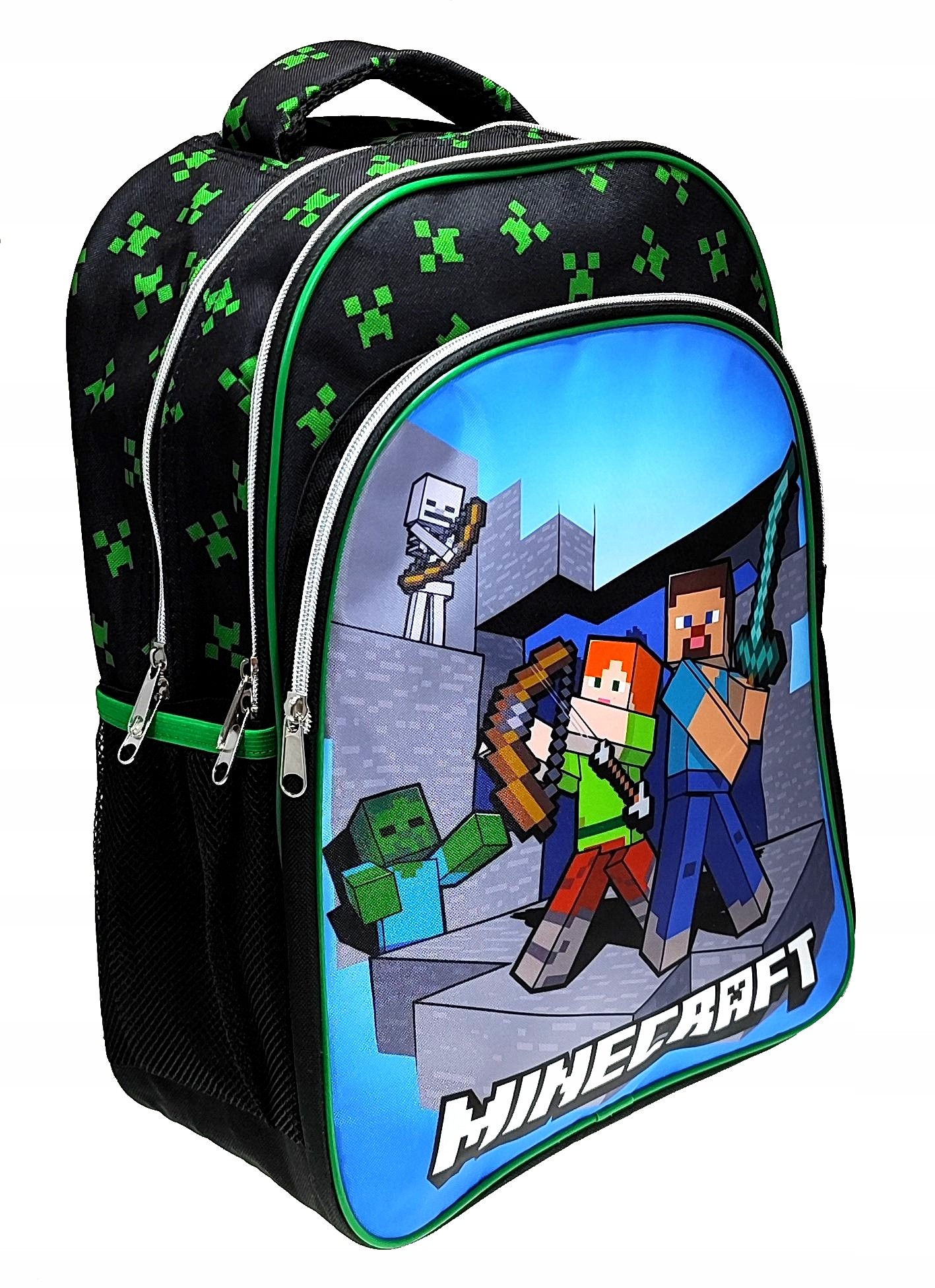Veľký školský batoh Minecraft s tromi priehradkami