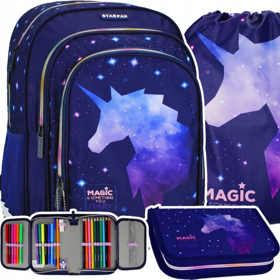 Školský batoh - Sada batohová školská taška Unicorn Galaxy