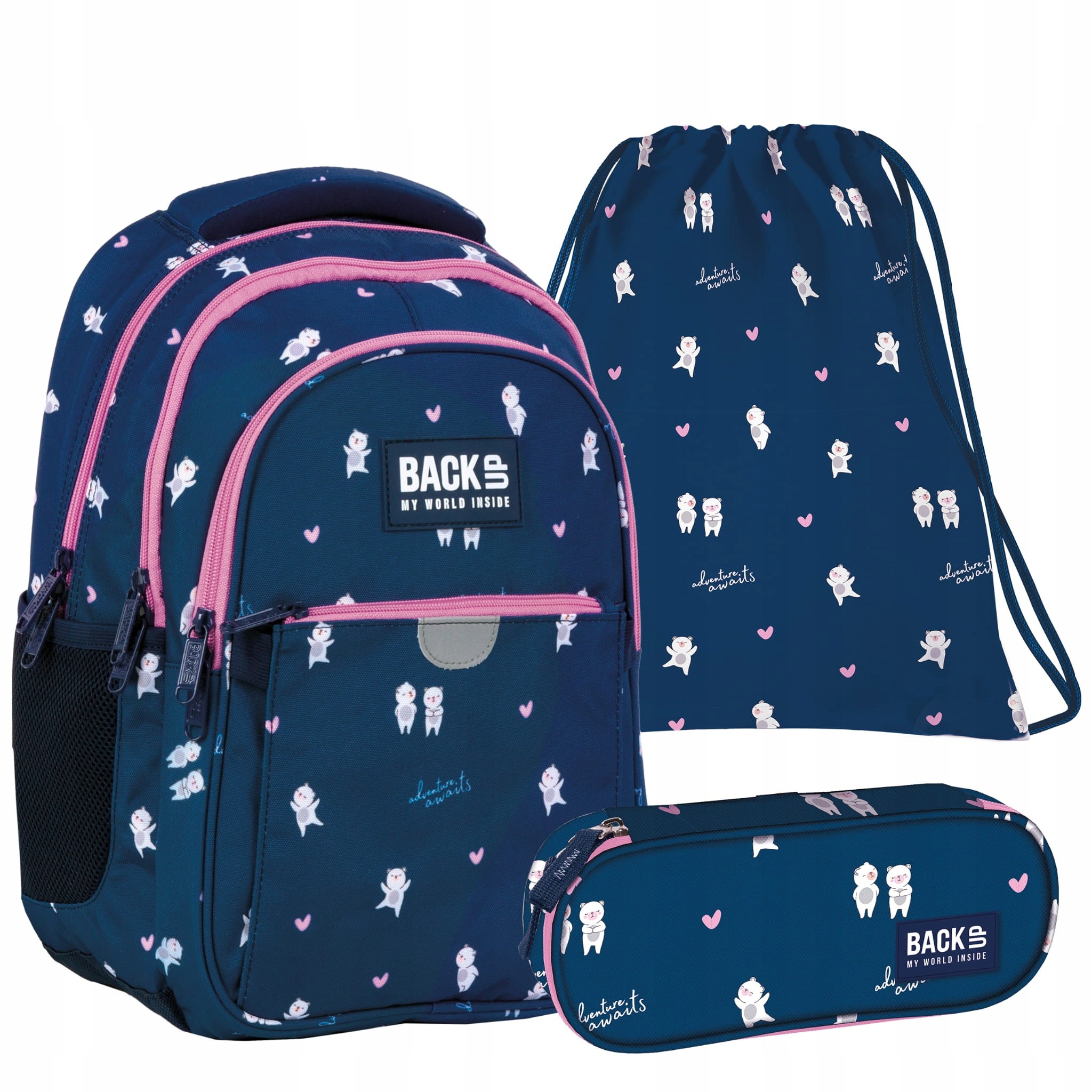 Školský batoh - 3in1 Back Up Up Batoh Cencil Case Bears