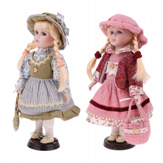 Porcelánová bábika - 2. 30 cm viktoriánskej porcelánové bábiky stojace