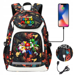 2024 NOVÝ BATOH A4 Super Mario VODEODOLNÉ USB VZORKY VYSOKOKAPACITNÉ-8