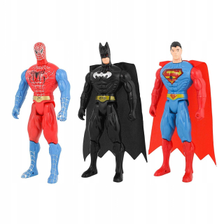 Akčná figúrka, postavička - 3 BATMAN SPIDERMAN SUPERMAN FIGURES SVETLO 22 CM