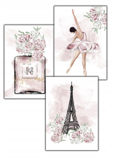 Obraz do detskej izby - 3. Plagát Ballerica pivonky Paris parfum A3