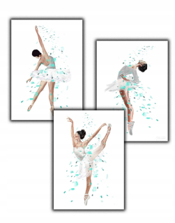 Obraz do detskej izby - 3 ks plagátov Plagáty Ballerinnica Ballets Mint A3
