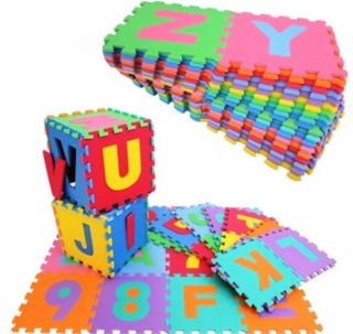 Vzdelávacia podložka pre deti - 36 puzzle penová podložka číslice písmená 30x30cm 72 el