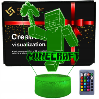 3D LED USB nočná lampa + diaľkové ovládanie Minecraft Game
