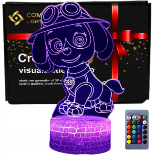 3D USB LED nočná lampa + diaľkové ovládanie Paw Patrol