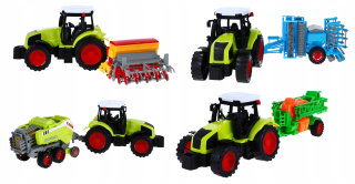 Traktor - 4 Traktory + 4 stroje Mega Set 38 cm Drive