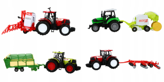 Traktor - 4 traktory + 4 stroje mega sada pohon 53 cm