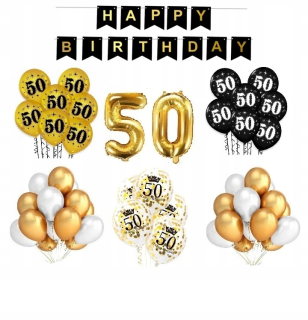 Balóny na párty - 50. narodeniny päťdesiat balóniky dekorácie set