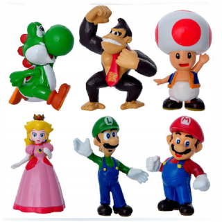 Rozprávková postavička - 6ks Super Mario Luigi Yoshi broskyňa figúrka figúrka