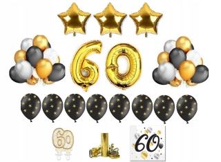 Balóny na párty - 60 Sixtie Birthday Balloons Set Mega XXL