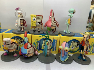 Rozprávková postavička - 9pcs figúrky SpongeBob modelová kolekcia anatómie
