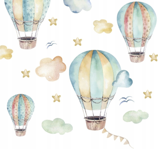 Detské samolepky na stenu - Balóny Akvarel Clouds Wall Stickers M